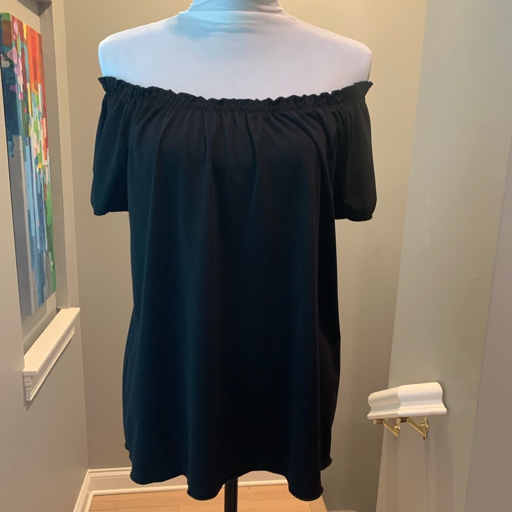 Black off the shoulder loose fit top. Size L.